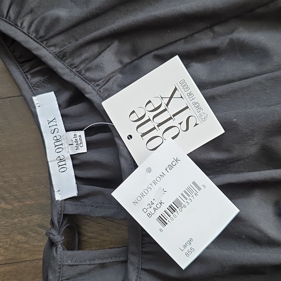 NWT One One Six Black Long Balloon Sleeve Tiered Poplin A-line Dress Farmhouse - Picture 6 of 8